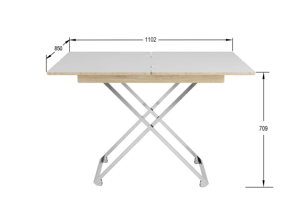 Стол-трансформер «Андрэ» Хром дуб сонома