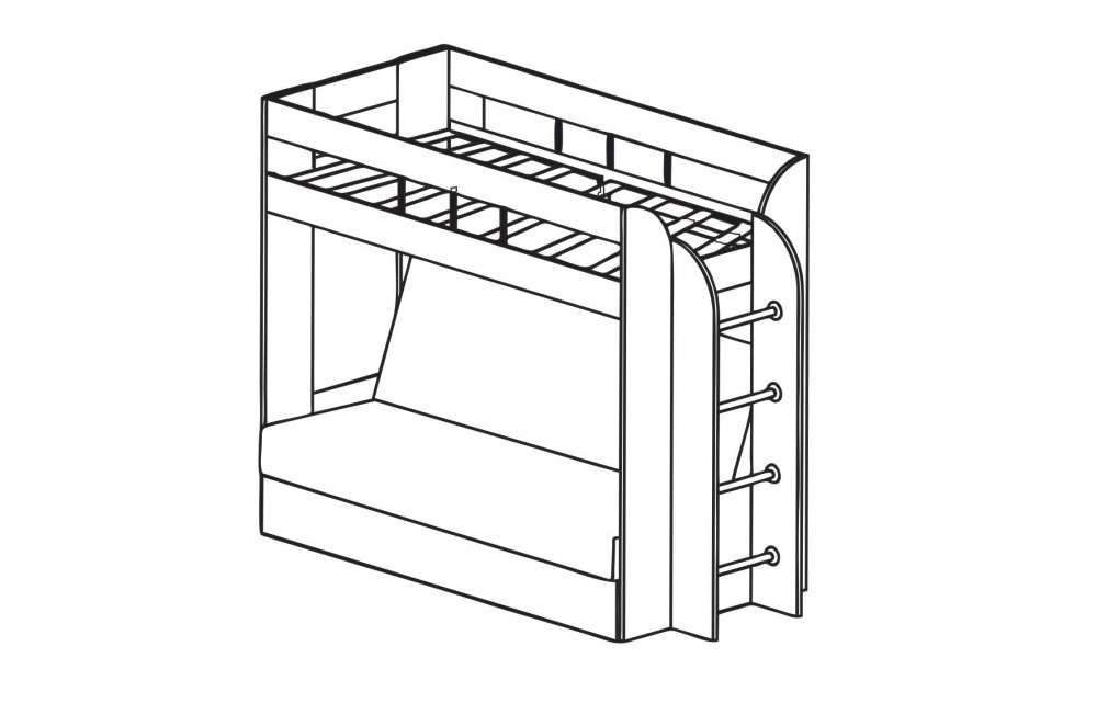 Кровать 2-х ярусная «Немо» без верхнего матраса Ясень шимо Лас Вегас