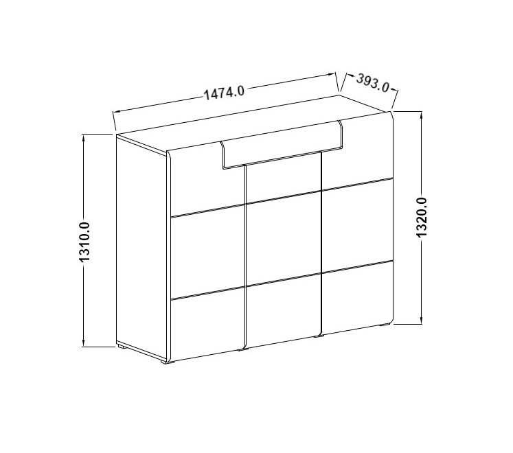 Kомод «Toledo» 3D1S 2494DW typ 76 Белый глянец/Дуб San remo светлый