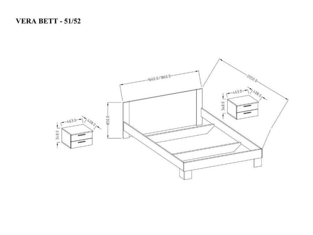Кровать с тумбами «Vera», размер 160-180