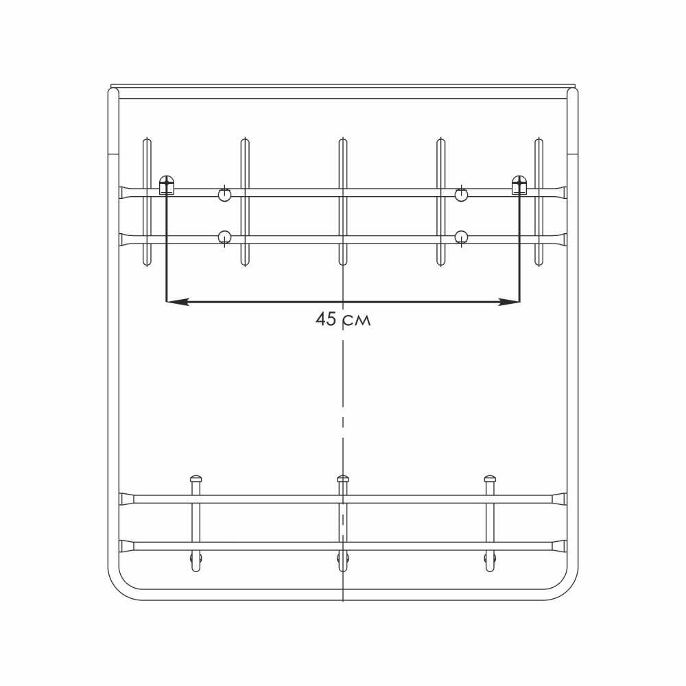 Вешалка с полкой 2х ярусная 22В (со вставкой кожи) схема