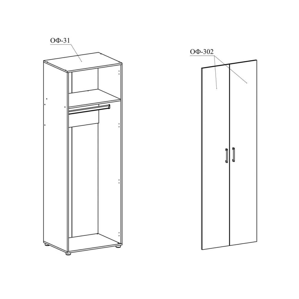 Шкаф платяной «ОФ-31К» сосна винтер